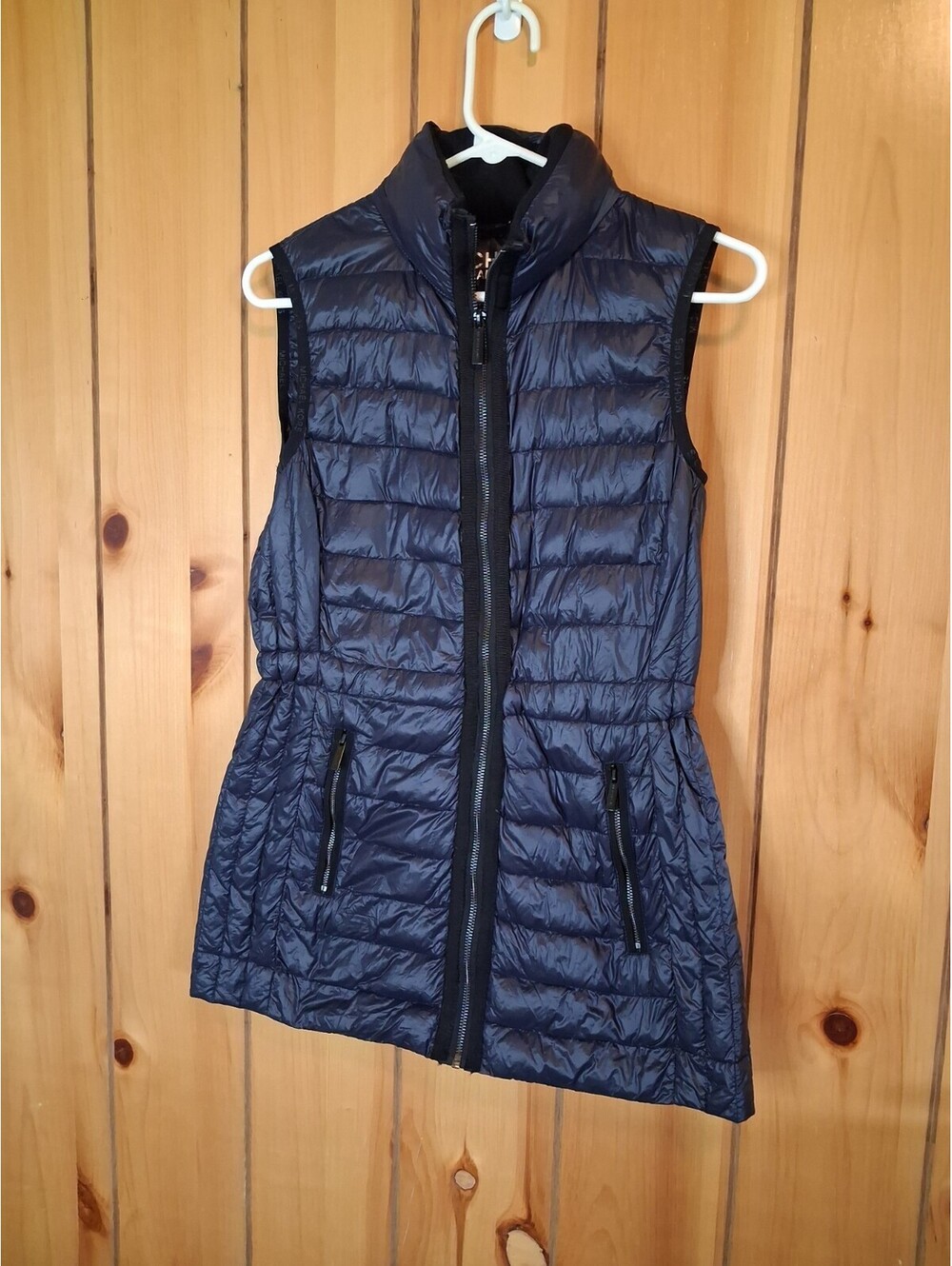 Michael Kors Down Vest Womens XSmall Puffer Quilted Packable Full Zip Navy Blue